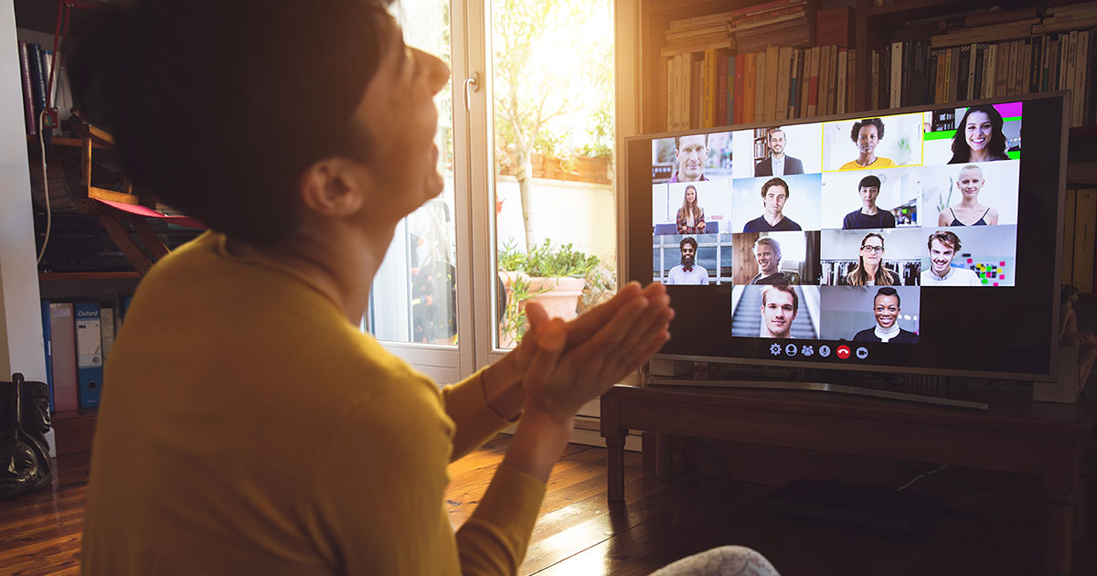 Man laughing on videoconference