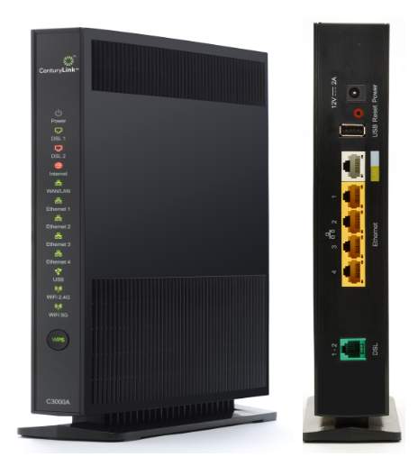 C3000A modem front and side view