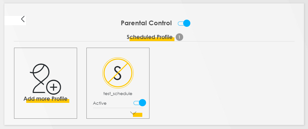 Zyxel modem settings - Parental Controls 1