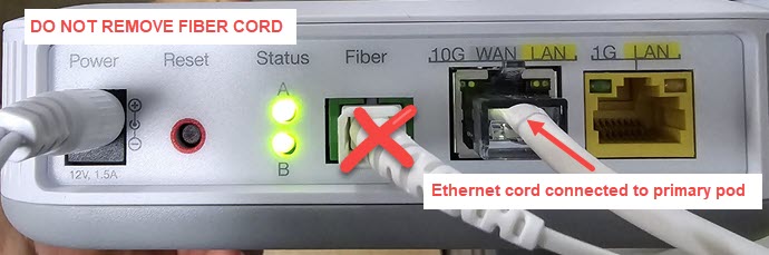 Fiber cord plugged into bottom of SmartNID