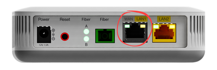 Vista inferior del SmartNID C5500K que muestra un puerto WAN/LAN 1