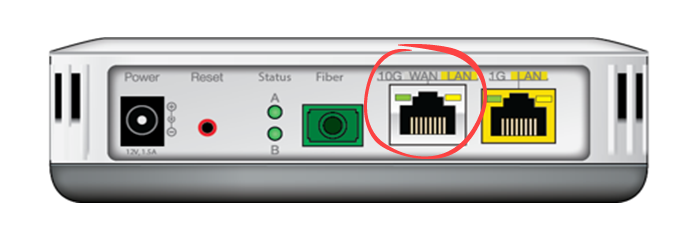 Vista inferior del SmartNID C6500K que muestra un puerto WAN/LAN 10G