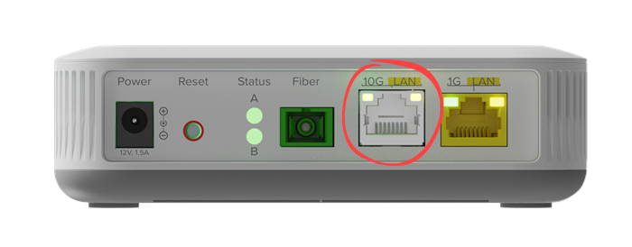 Bottom view of Q1000K SmartNID showing 10G LAN port