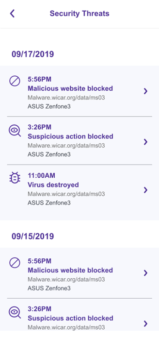 List of example security threats in the app