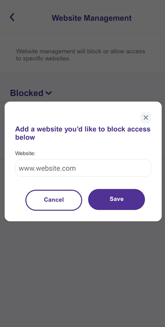 App screenshot showing list of apps to add to Blocked list