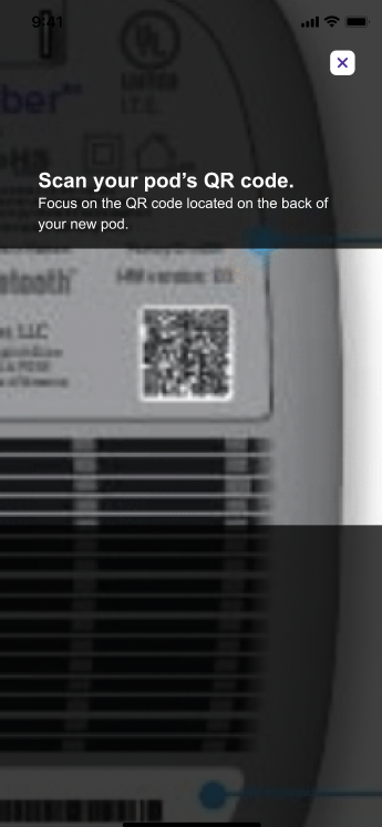 App screenshot showing QR code scanner