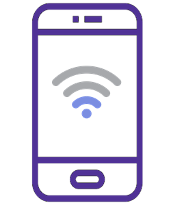 Icon of low WiFi signal on mobile device