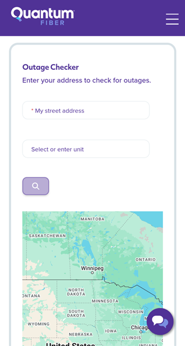 Screenshot of outage checker form