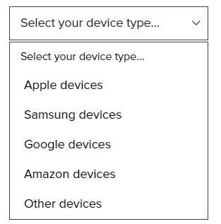 Captura de pantalla de página de búsqueda de velocidades de dispositivos