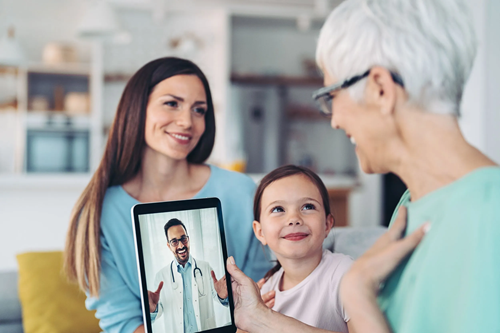 Senior on a telehealth appointment